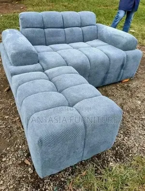 Light Blue 5-Seater Bubble Sofas / Free Delivery / L-Shaped Seats