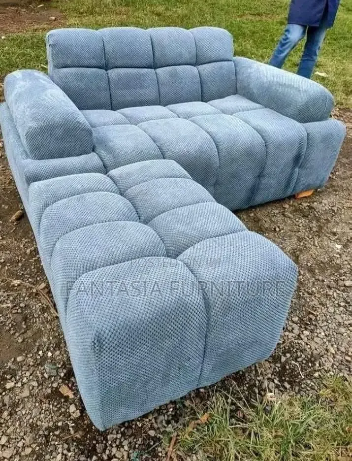 Light Blue 5-Seater Bubble Sofas / Free Delivery / L-Shaped Seats