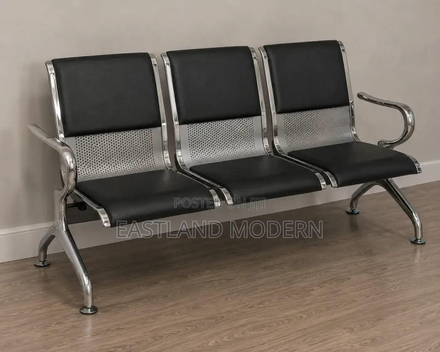 Black Reception Chairs With Chrome Frame