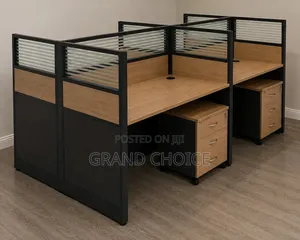 4-Way Partitioned Workstation Desk With Drawers