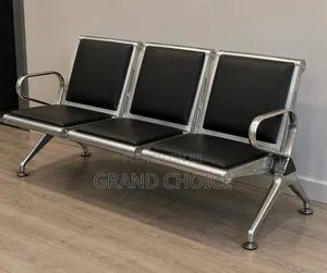 Black Reception Chairs With Stainless Steel Frame Heavy Duty