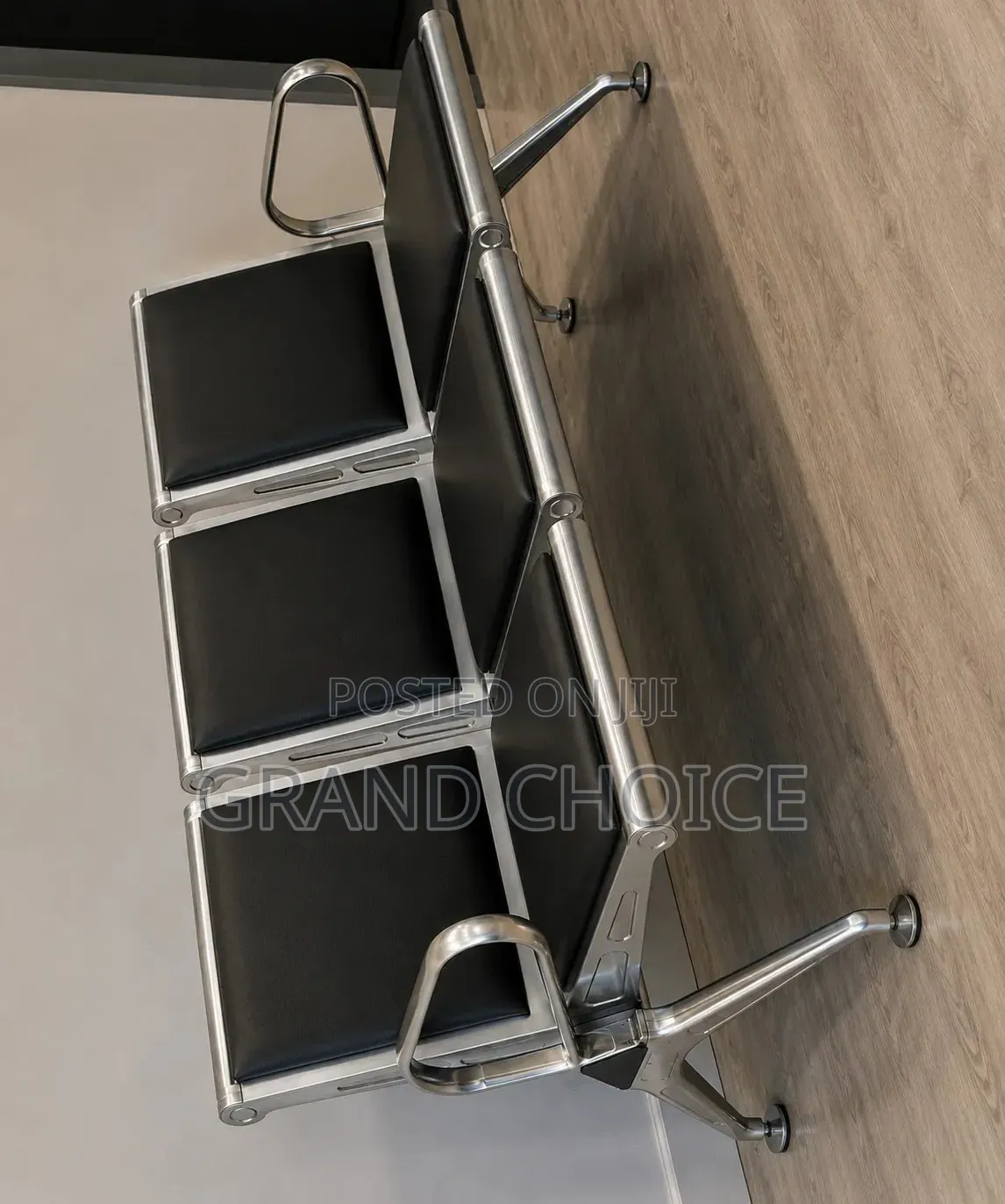 Black Reception Chairs With Stainless Steel Frame Heavy Duty
