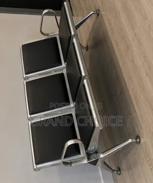 Black Reception Chairs With Stainless Steel Frame Heavy Duty