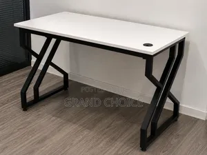 Modern Metallic Office Desk With White Top
