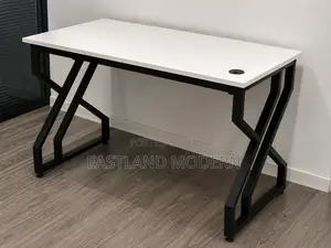 Modern Metallic Office Desk With White Top