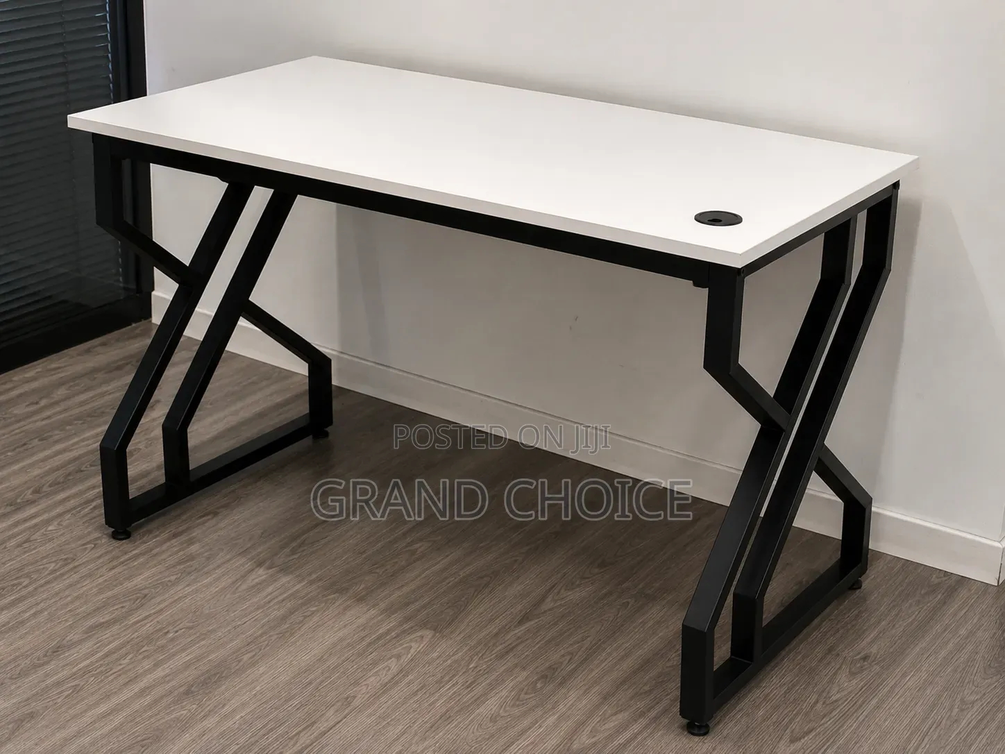 Modern Metallic Office Desk With White Top