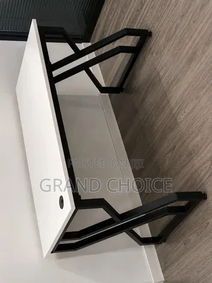 Modern Metallic Office Desk With White Top