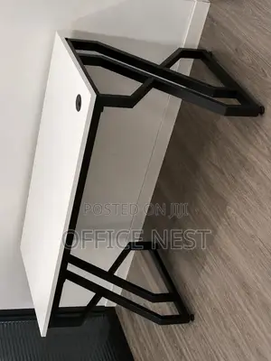 Modern Metallic Office Desk With White Top