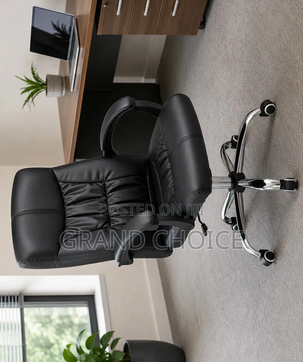 High Back Leather Swivel Computer Chair With Armrests