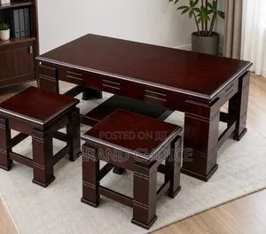Modern Wooden Coffee Table Set With 2 Side Stool