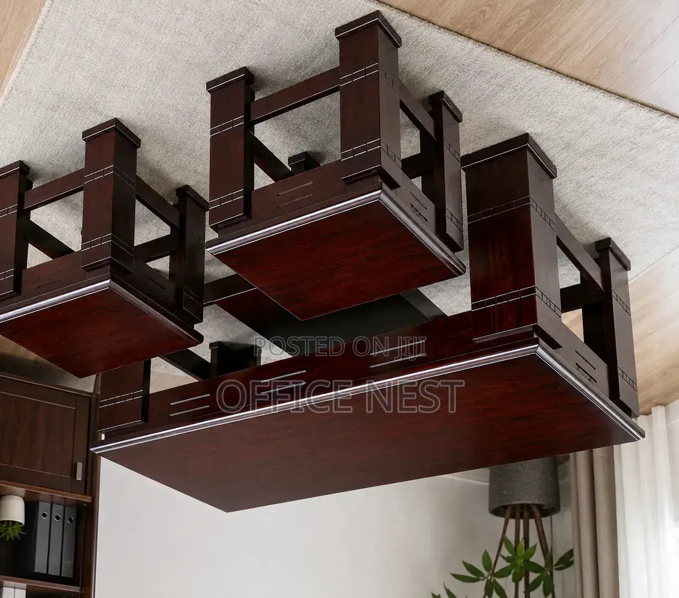 Modern Wooden Coffee Table Set With 2 Side Stool