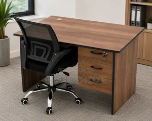 Modern Office Desk With 3 Drawers and Swivel Chair