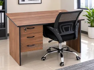 Modern Office Desk With 3 Drawers and Swivel Chair