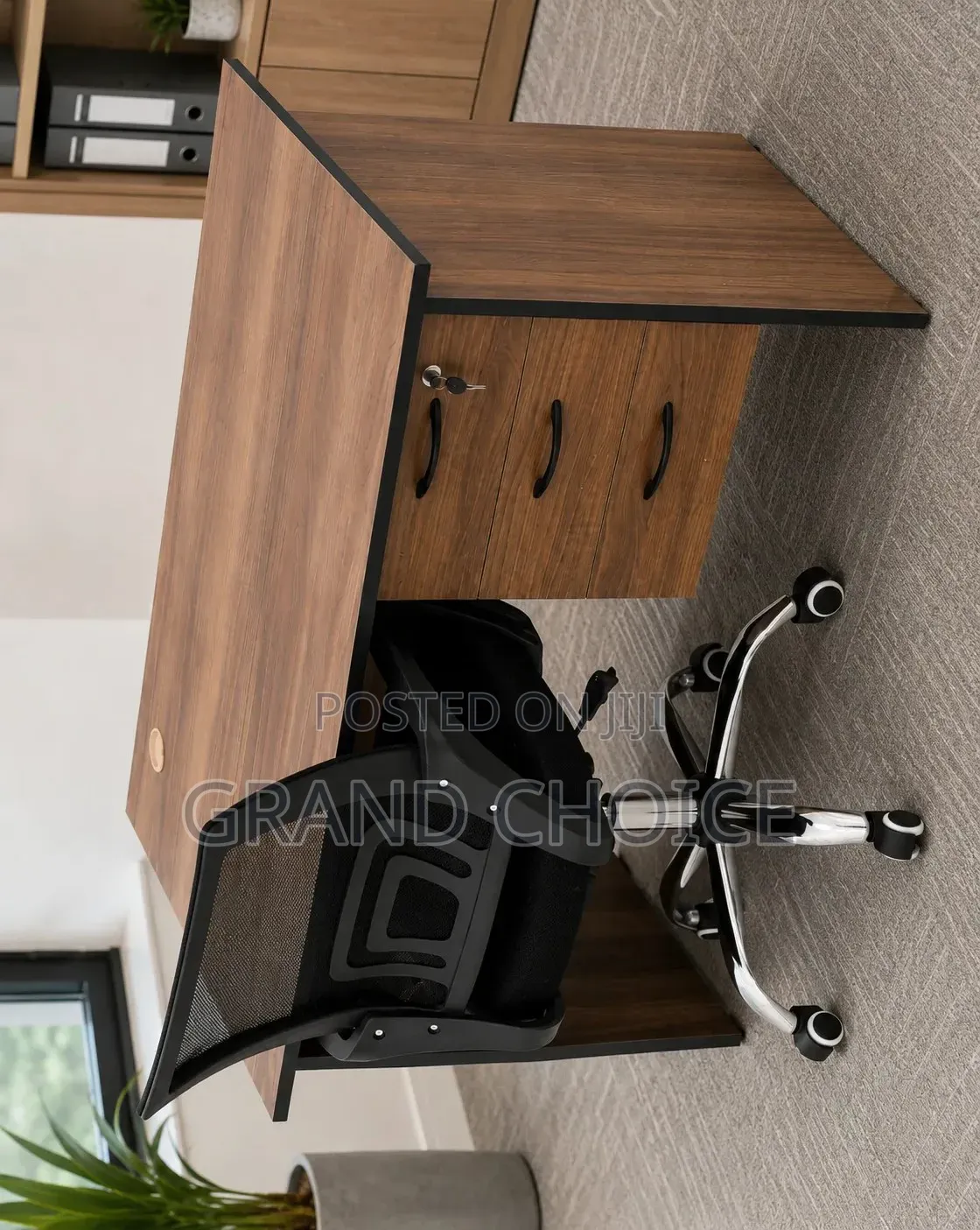 Modern Office Desk With 3 Drawers and Swivel Chair