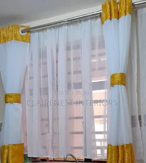 Kitchen Window Sheer With Blended Curtain Topa and Bottoms