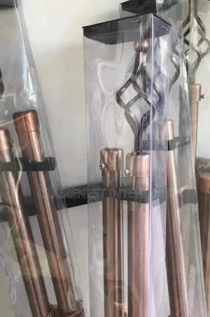 2m Bronze Double and Black Single Adjustable Curtain Rods