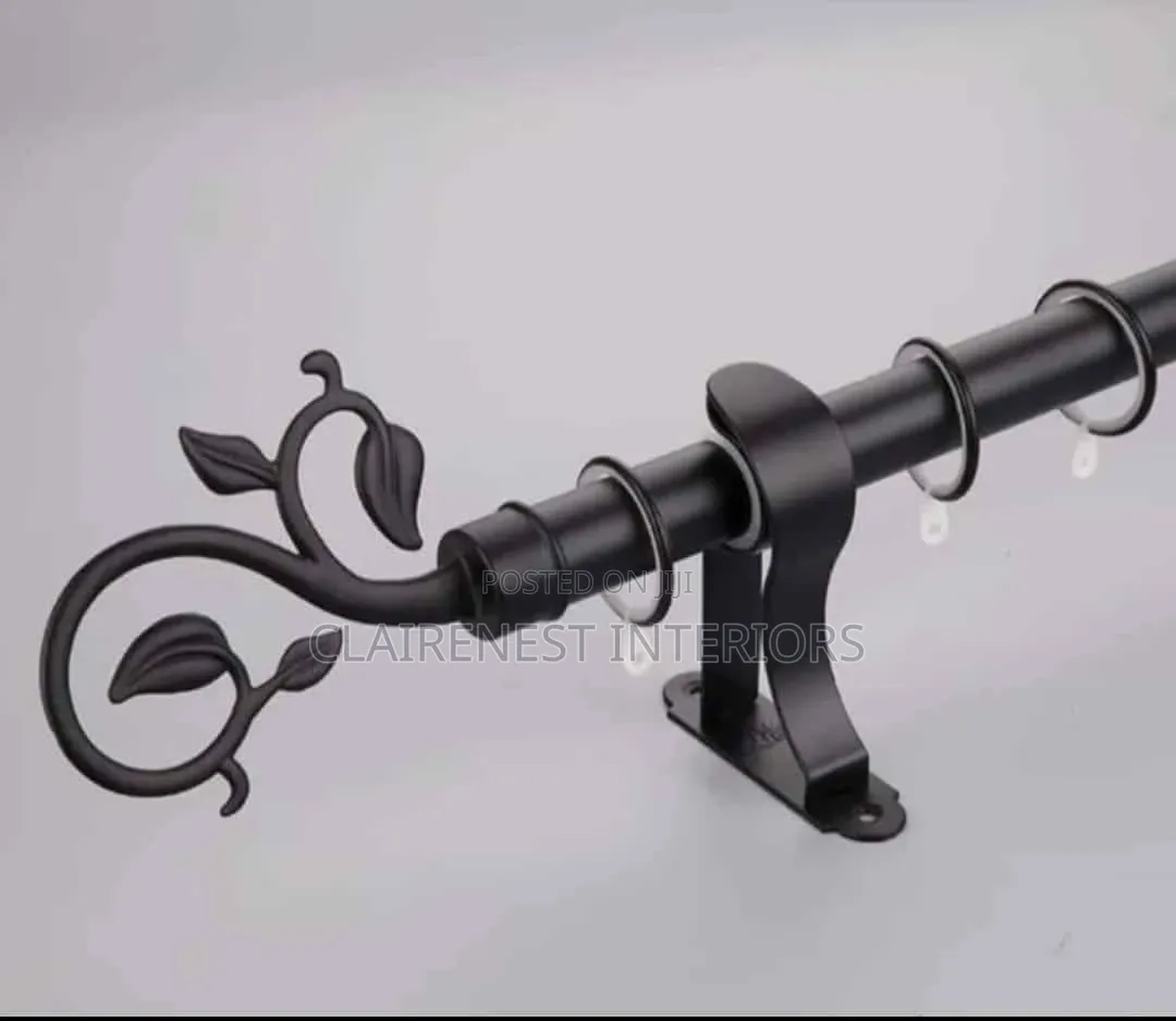 Black and Silver 2m Single Adjustable Curtain Rods