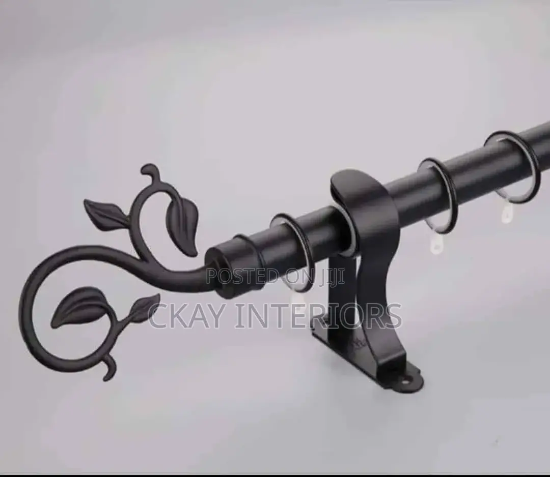 Black and Silver 2m Single Adjustable Curtain Rods