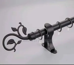 Black and Silver 2m Single Adjustable Curtain Rods