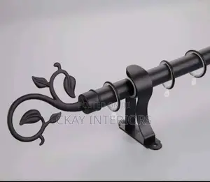 Black and Silver 2m Single Adjustable Curtain Rods