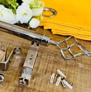 Black and Silver 2m Single Adjustable Curtain Rods