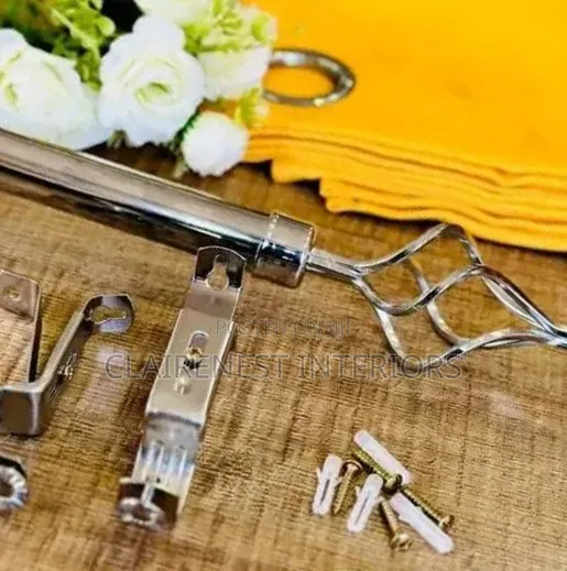 Black and Silver 2m Single Adjustable Curtain Rods