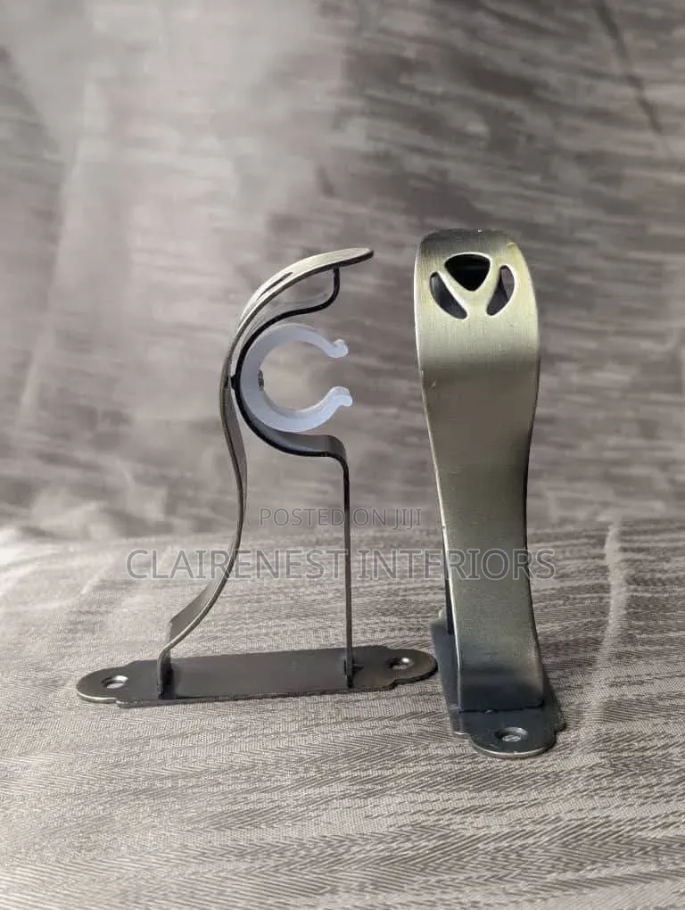 Smooth Silver Grey Double and Single Curtain Rod Brackets