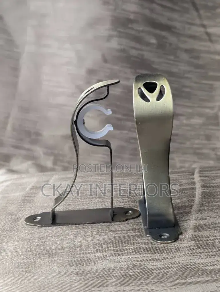 Smooth Silver Grey Double and Single Curtain Rod Brackets