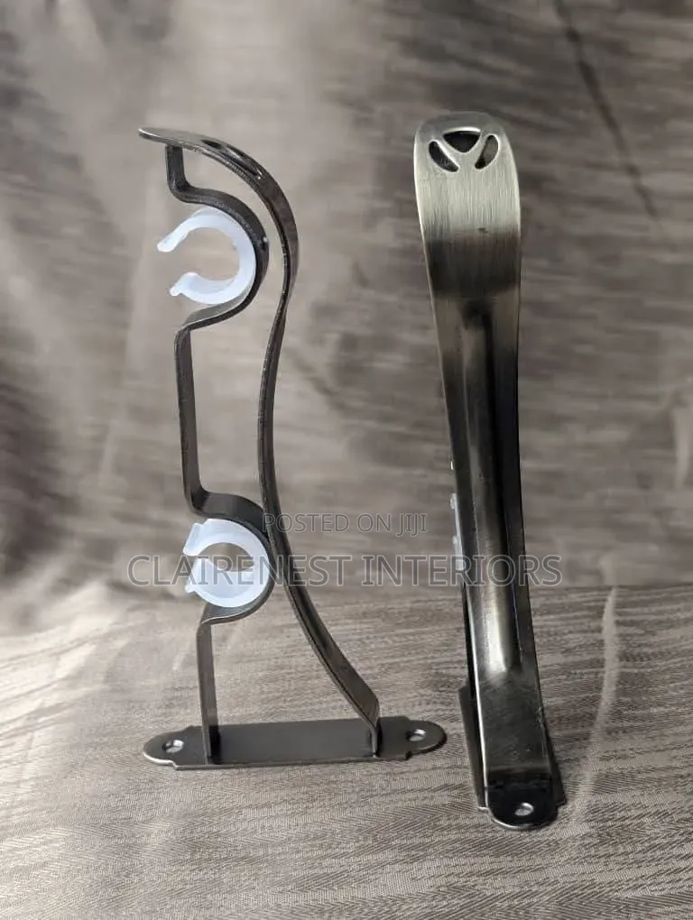 Smooth Silver Grey Double and Single Curtain Rod Brackets
