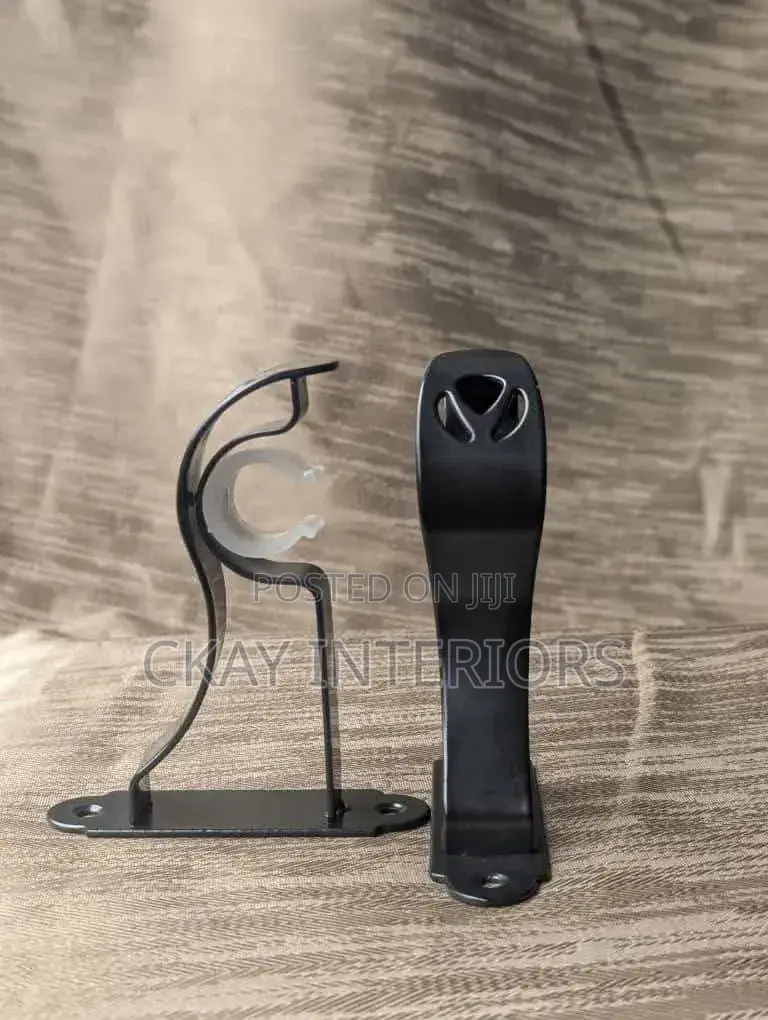 Black Single and Double Powder Coated Curtain Rod Brackets