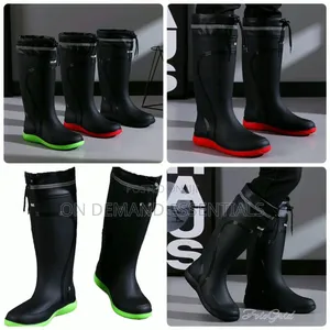 Fashionable Casual Drawstring Long Tube Waterproof Fleece Rain Boots