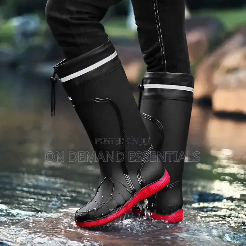 Fashionable Casual Drawstring Long Tube Waterproof Fleece Rain Boots