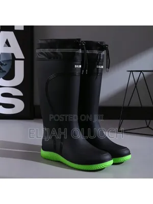 Fashionable Casual Drawstring Long Tube Waterproof Fleece Rain Boots