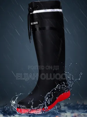 Fashionable Casual Drawstring Long Tube Waterproof Fleece Rain Boots