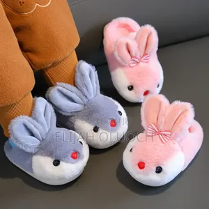 *Cute Bunny Ears Soft Plush Fluffy Kids Indoor Shoe