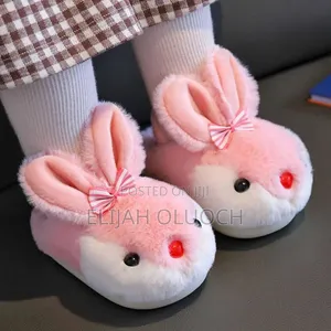*Cute Bunny Ears Soft Plush Fluffy Kids Indoor Shoe