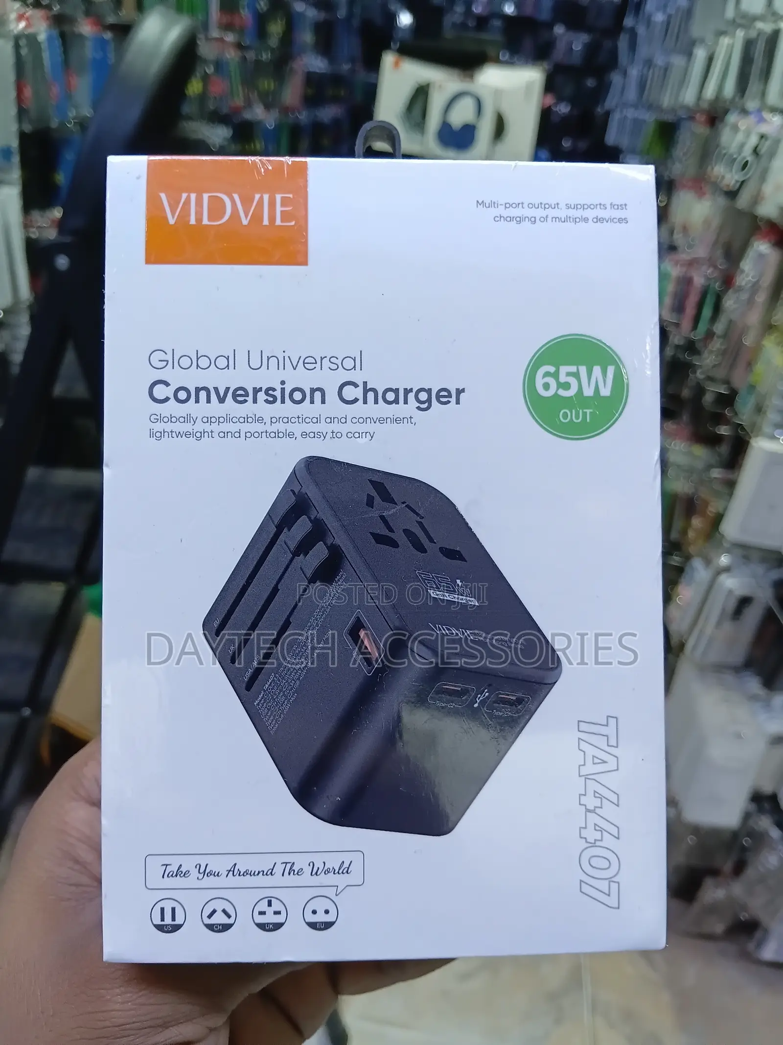 VIDVIE TA4407 65W Global Universal Conversion Travel Charger Adapter.