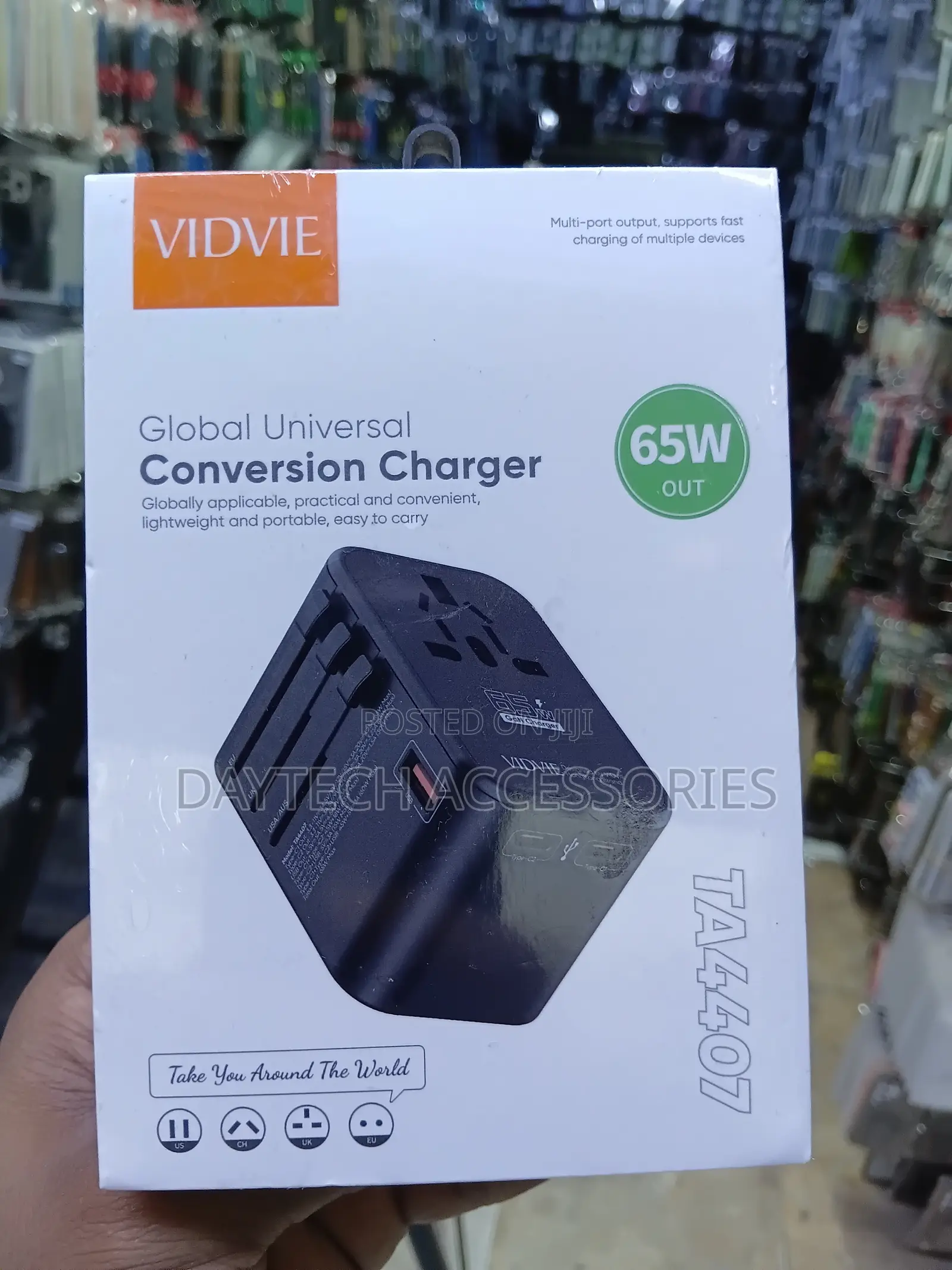 VIDVIE TA4407 65W Global Universal Conversion Travel Charger Adapter.