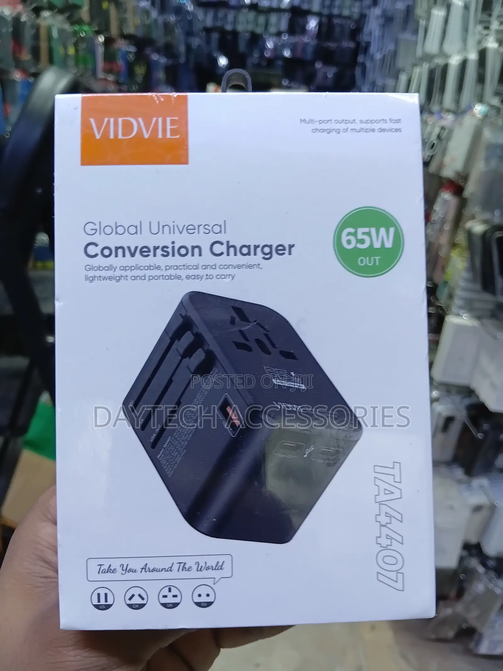 VIDVIE TA4407 65W Global Universal Travel Charger - Black