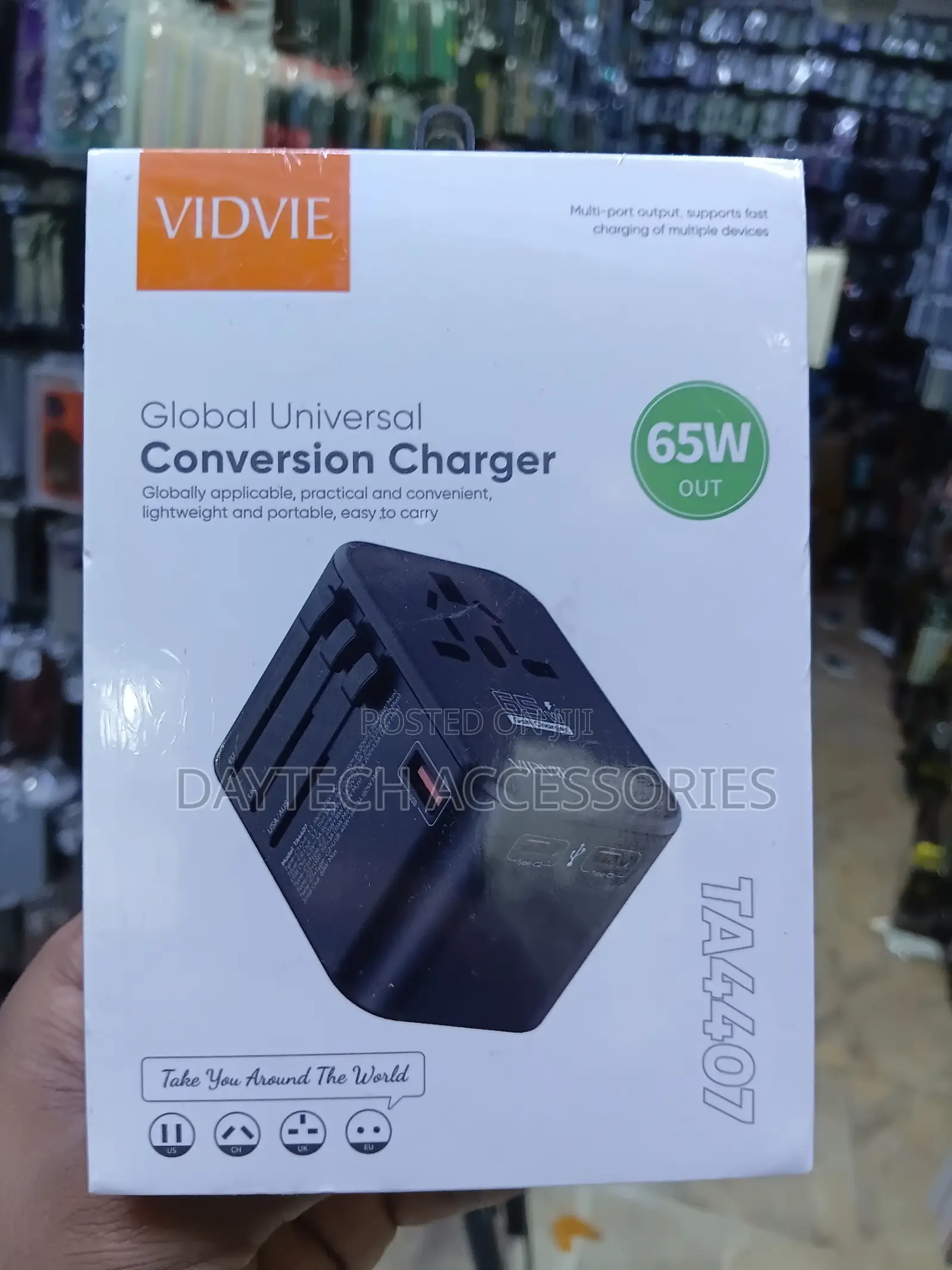 VIDVIE TA4407 65W Global Universal Travel Charger - Black