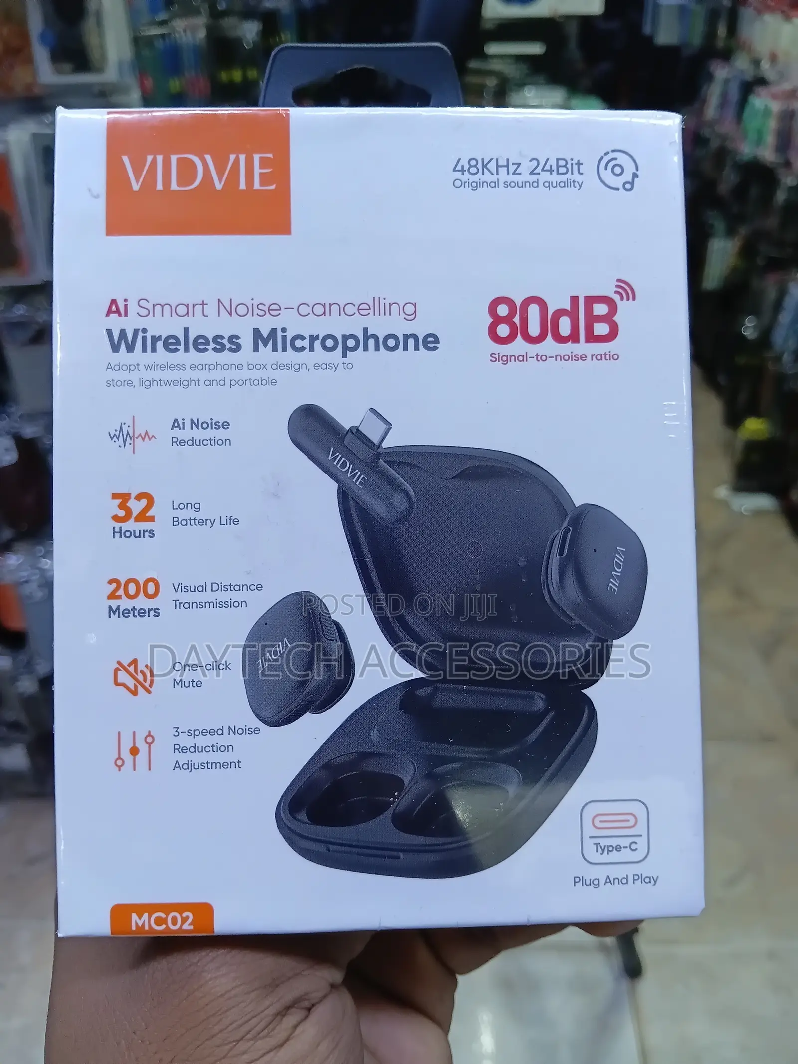 VIDVIE Type-C Plug Ai Smart Noise-Cancelling Wireless Microphone.