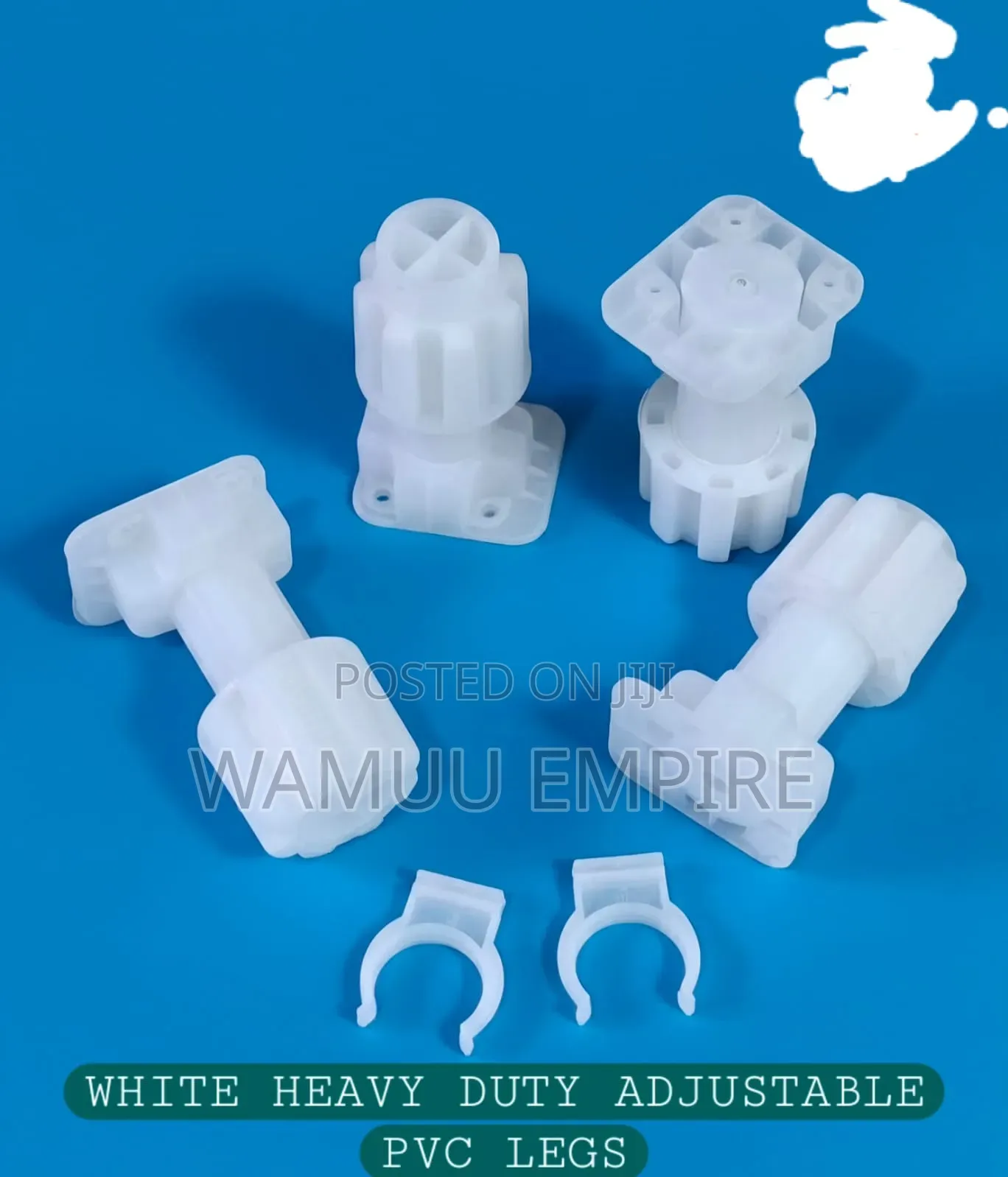 White Heavy-Duty Adjustable PVC Furniture and Cabinet Legs