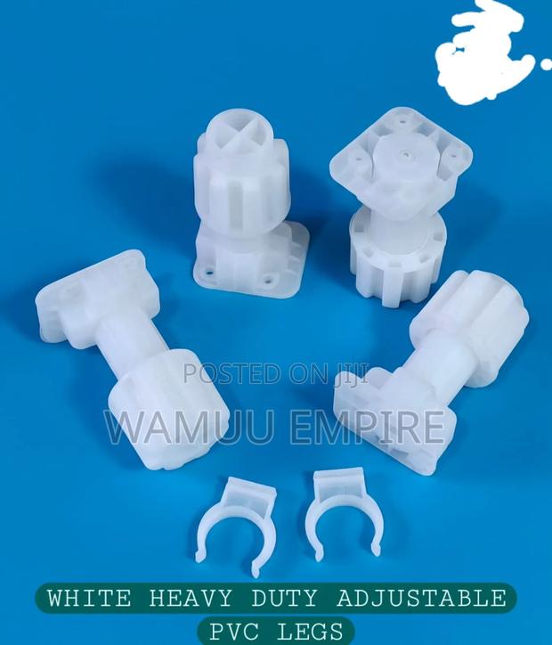 White Heavy-Duty Adjustable PVC Furniture and Cabinet Legs