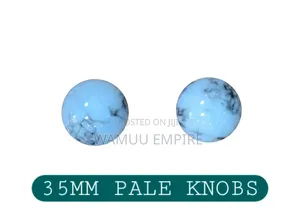 Pale Blue, Round, Marble-Patterned Decorative Knob