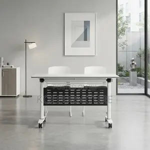 Office Desk; White 120cm Foldable Home Office Movable Table