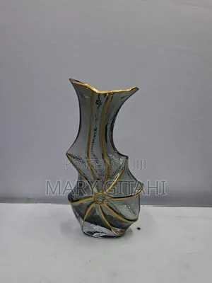 Dark Grey Golden Glass Flower Vase