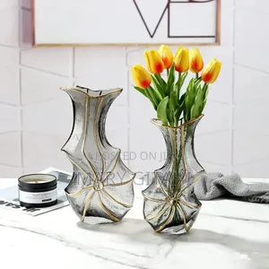 Dark Grey Golden Glass Flower Vase