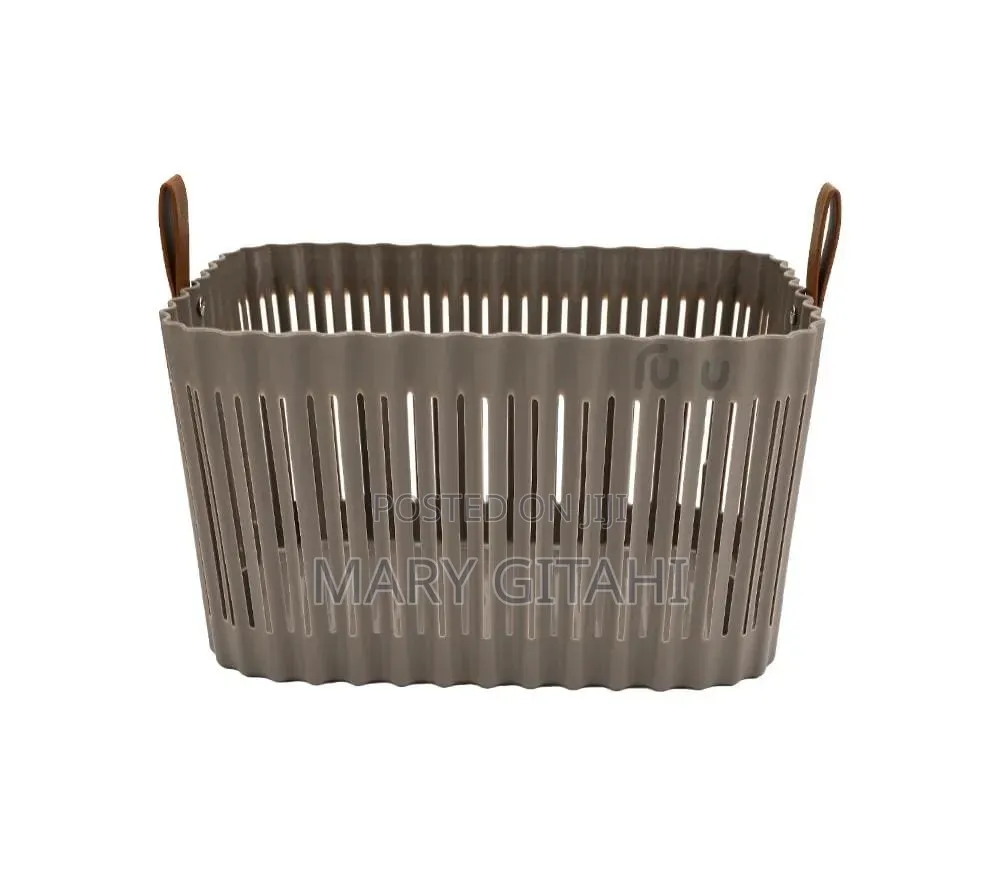 Large Plastic Basket 
Colours: White and Dark Grey.