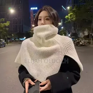 Ribbed Pullover Scarf Knit Turtleneck Shawl Wrap Neck Warmer