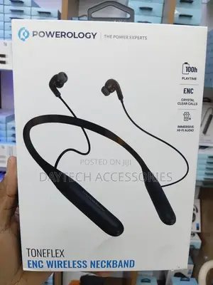 Powerology ToneFlex ENC Wireless Neckband Earphones 13mm Drivers.